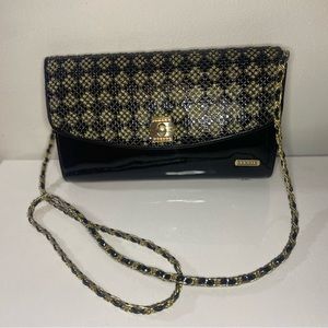 J. Rennee. elegant bag, megra with gold shoulder, with signs of used. check